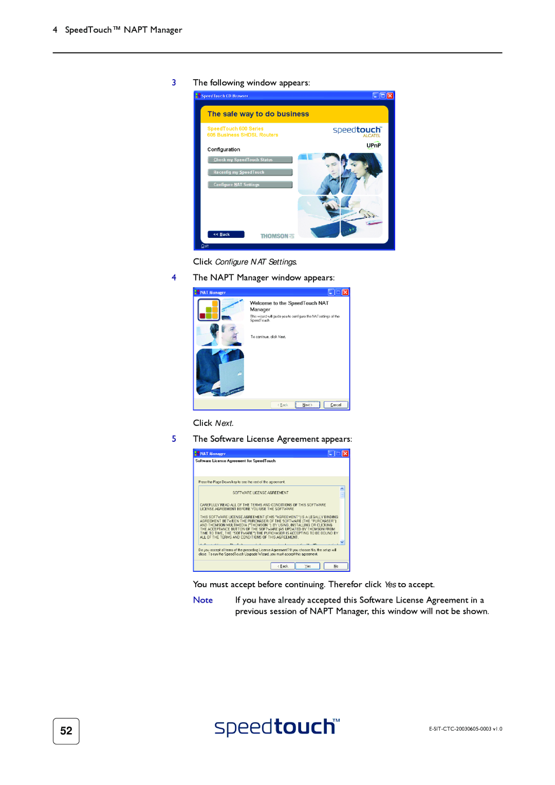 Technicolor - Thomson 605S manual Click Configure NAT Settings 