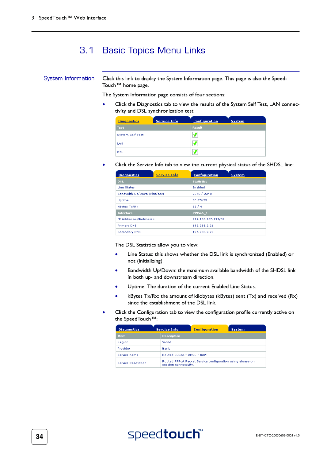 Technicolor - Thomson 605S manual Basic Topics Menu Links 