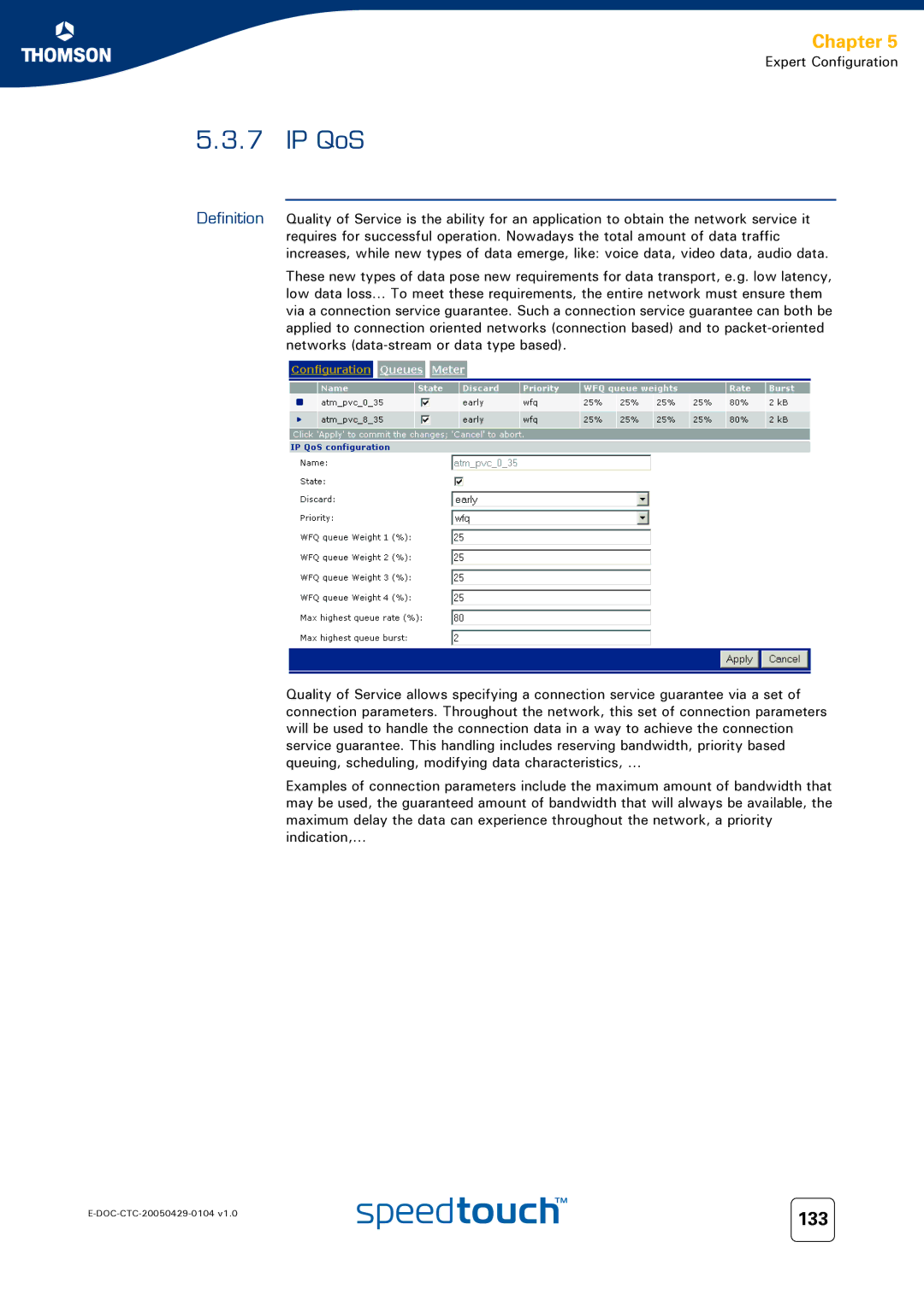 Technicolor - Thomson 620, 605, 608 WL manual IP QoS, 133 