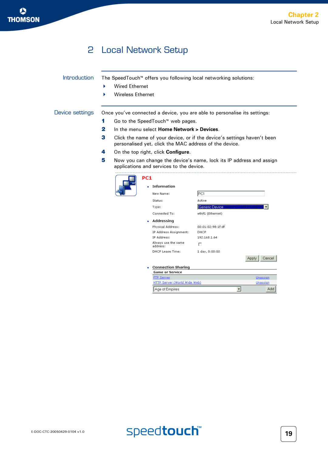 Technicolor - Thomson 605, 620, 608 WL manual Local Network Setup, Menu select Home Network Devices 