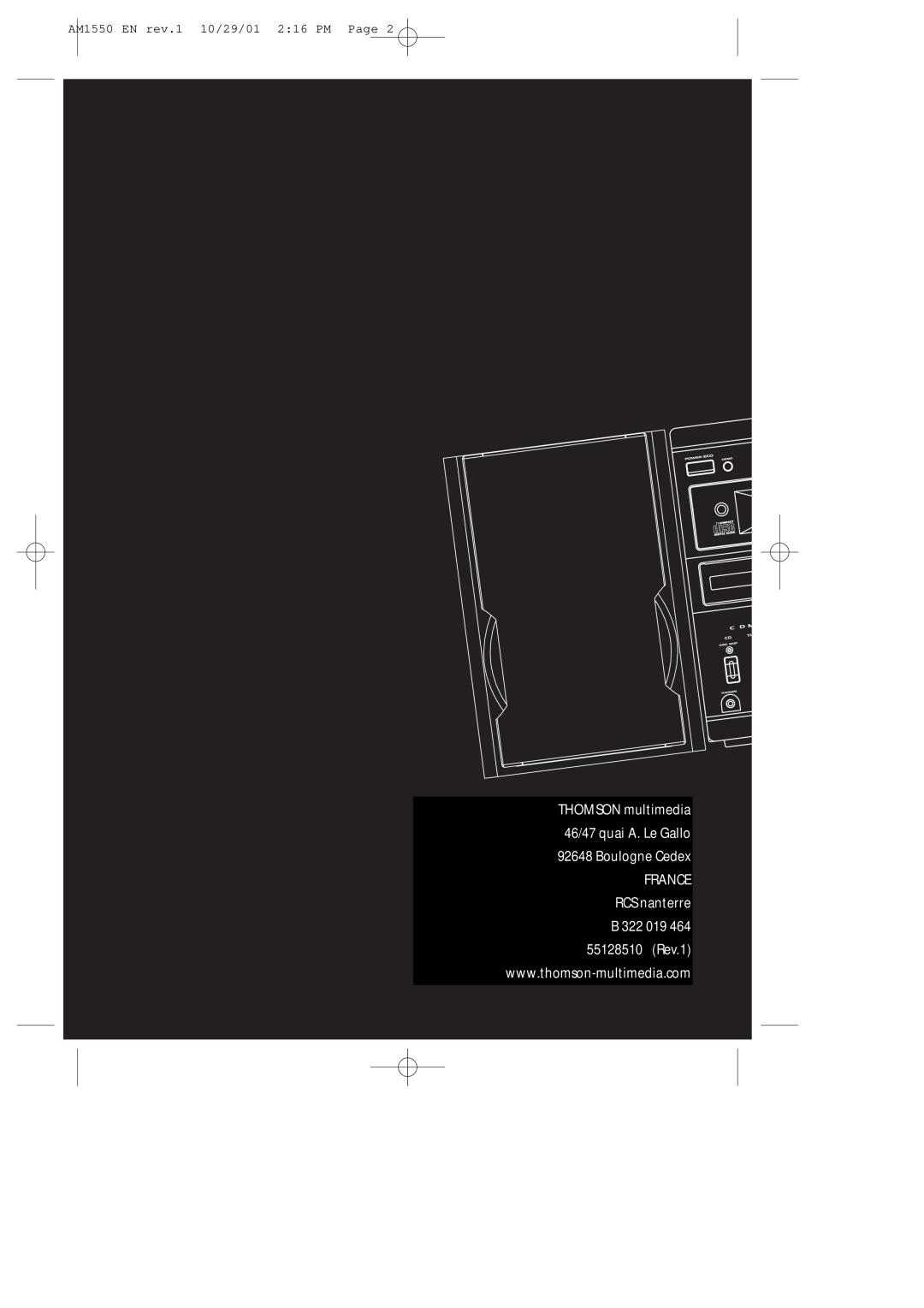 Technicolor - Thomson manual FRANCE RCS nanterre B, AM1550 EN rev.1 10/29/01 2 16 PM Page 