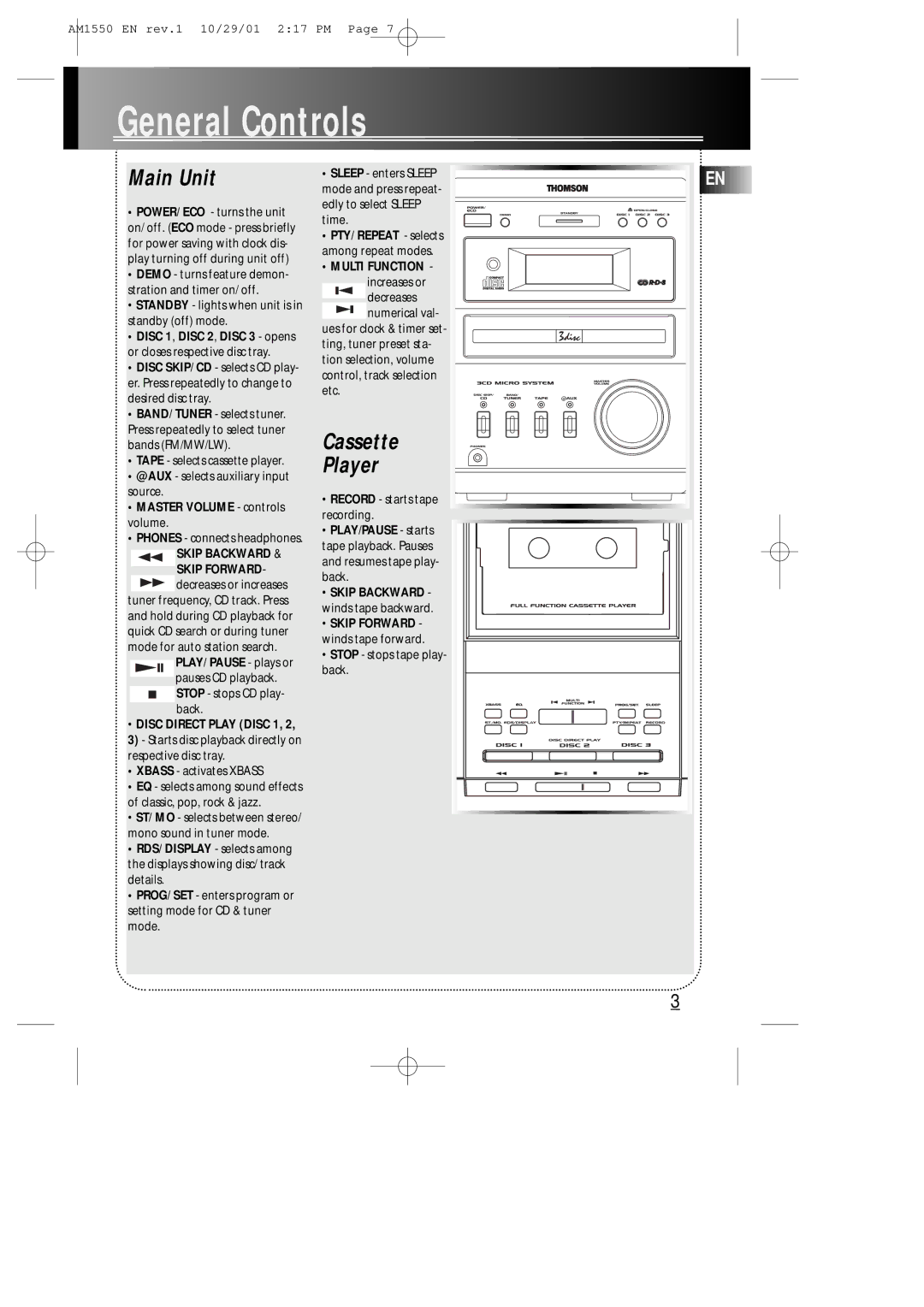 Technicolor - Thomson AM1550 manual General Controls 