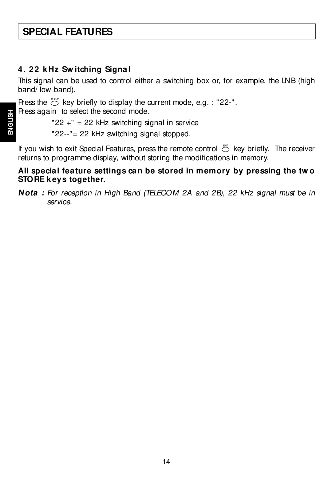 Technicolor - Thomson ASR08T user manual KHz Switching Signal 