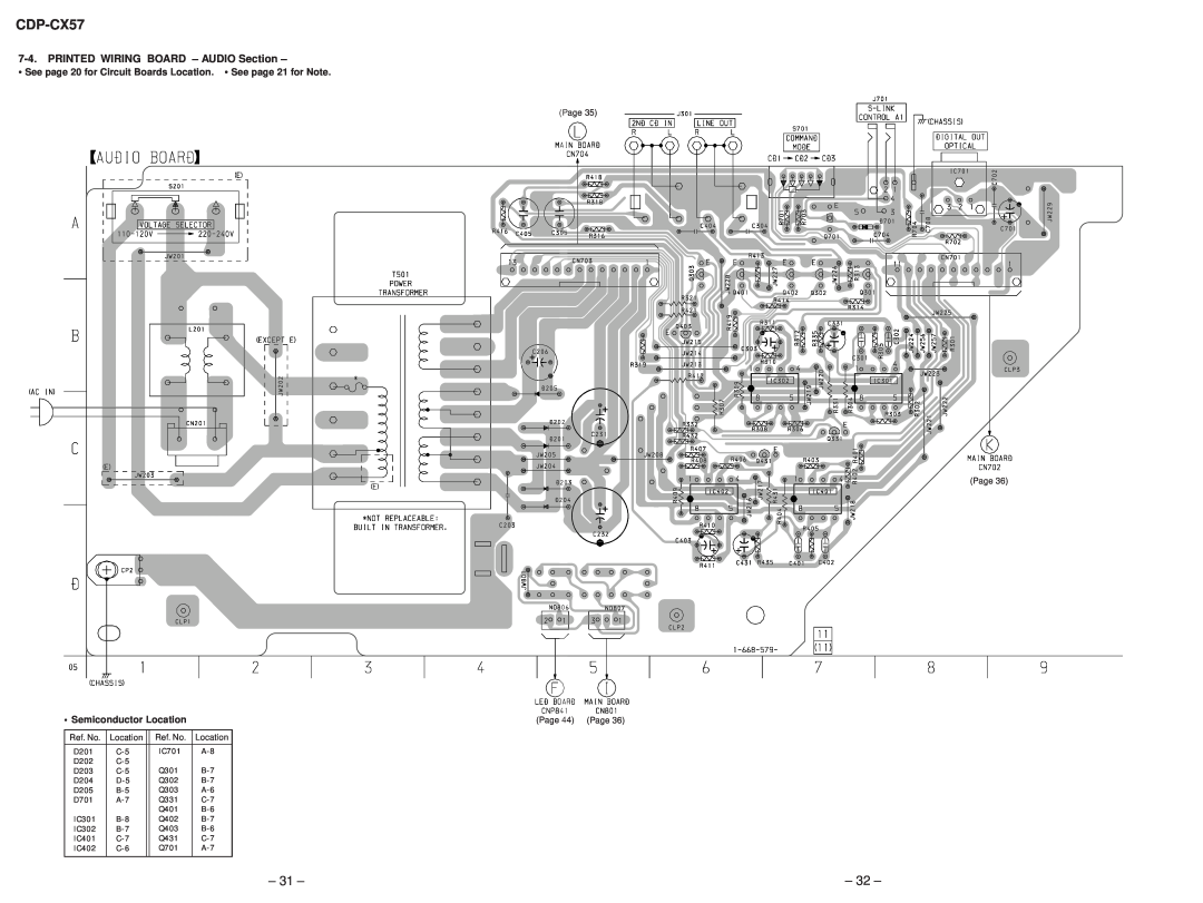 Technicolor - Thomson CDP-CX57 service manual PRINTED WIRING BOARD - AUDIO Section, Semiconductor Location 