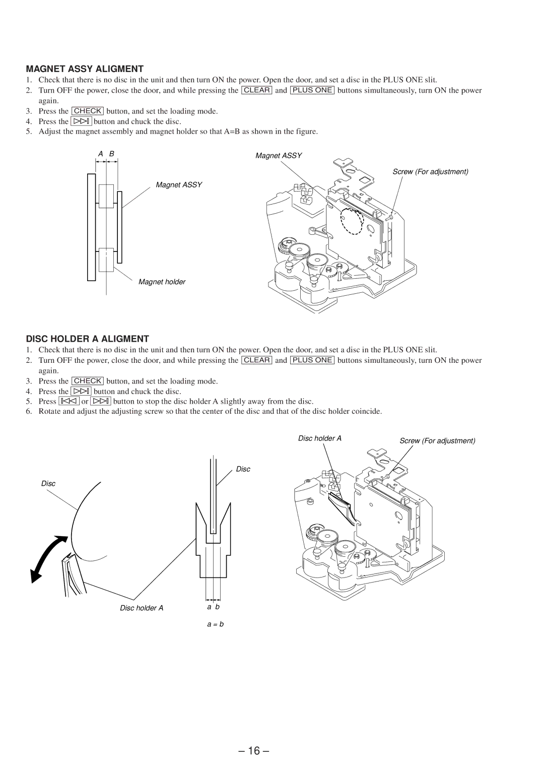 Technicolor - Thomson CDP-CX57 service manual Magnet Assy Aligment, Disc Holder a Aligment 