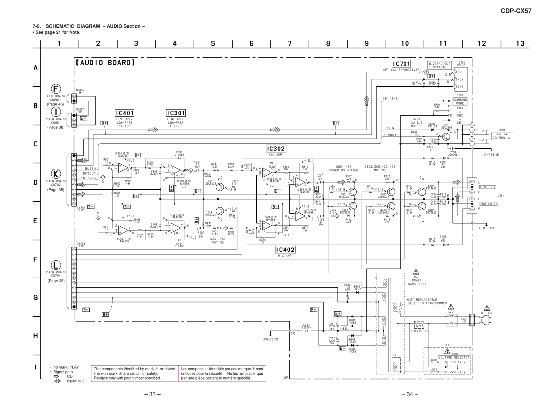 Technicolor - Thomson CDP-CX57 service manual Schematic Diagram Audio Section, See page 21 for Note 