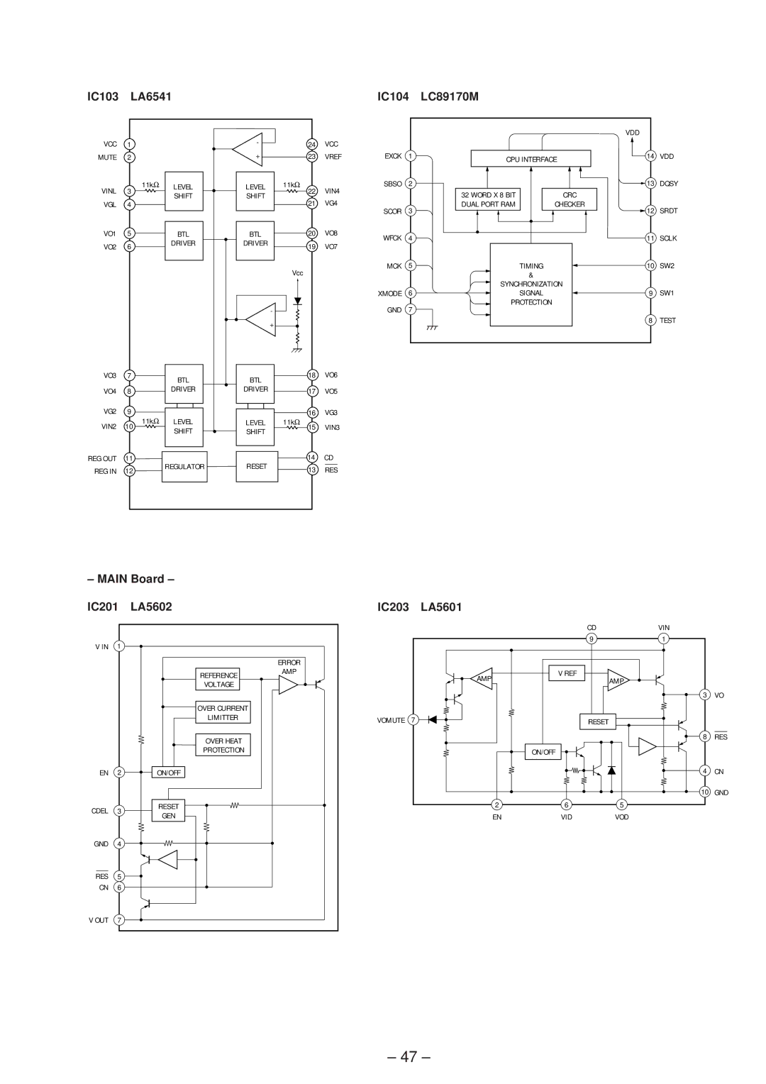 Technicolor - Thomson CDP-CX57 service manual IC103 LA6541 IC104 LC89170M, Main Board IC201 LA5602, IC203 LA5601 