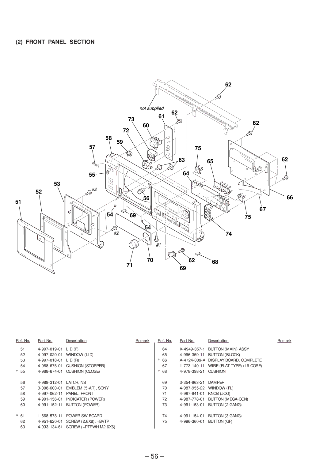 Technicolor - Thomson CDP-CX57 service manual Front Panel Section, 66 A-4724-009-A Display BOARD, Complete 