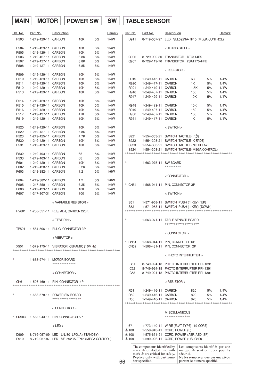 Technicolor - Thomson CDP-CX57 service manual Main Motor Power SW Table Sensor 