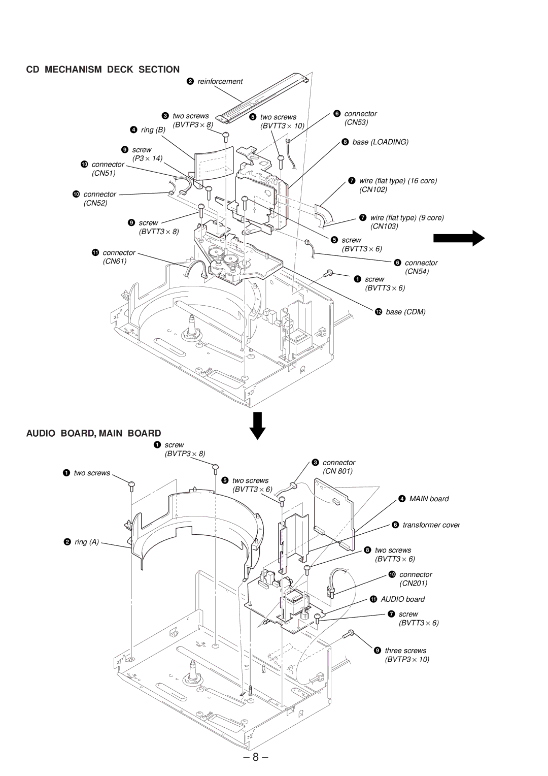 Technicolor - Thomson CDP-CX57 service manual CD Mechanism Deck Section, Audio BOARD, Main Board 