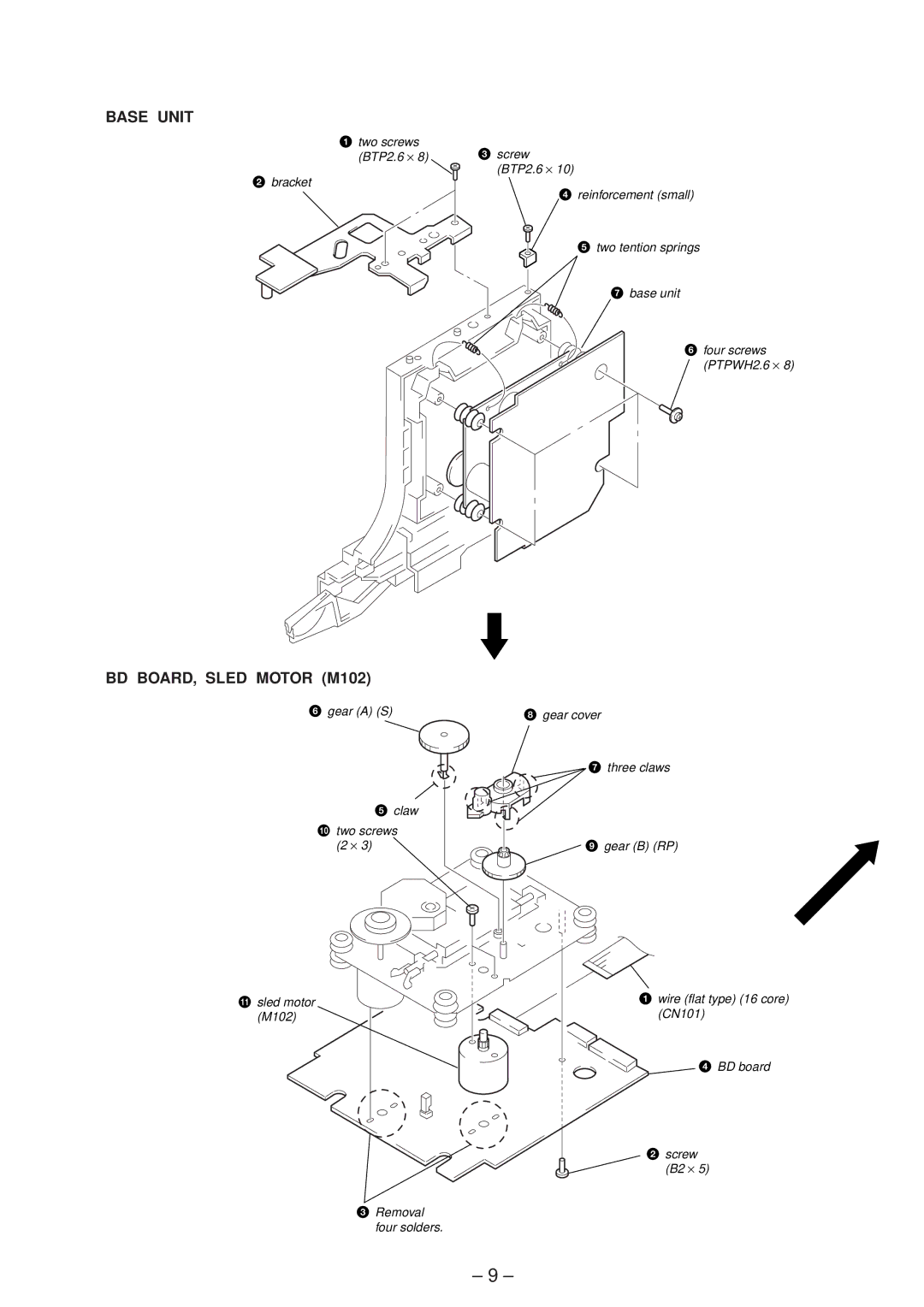 Technicolor - Thomson CDP-CX57 service manual Base Unit, BD BOARD, Sled Motor M102 