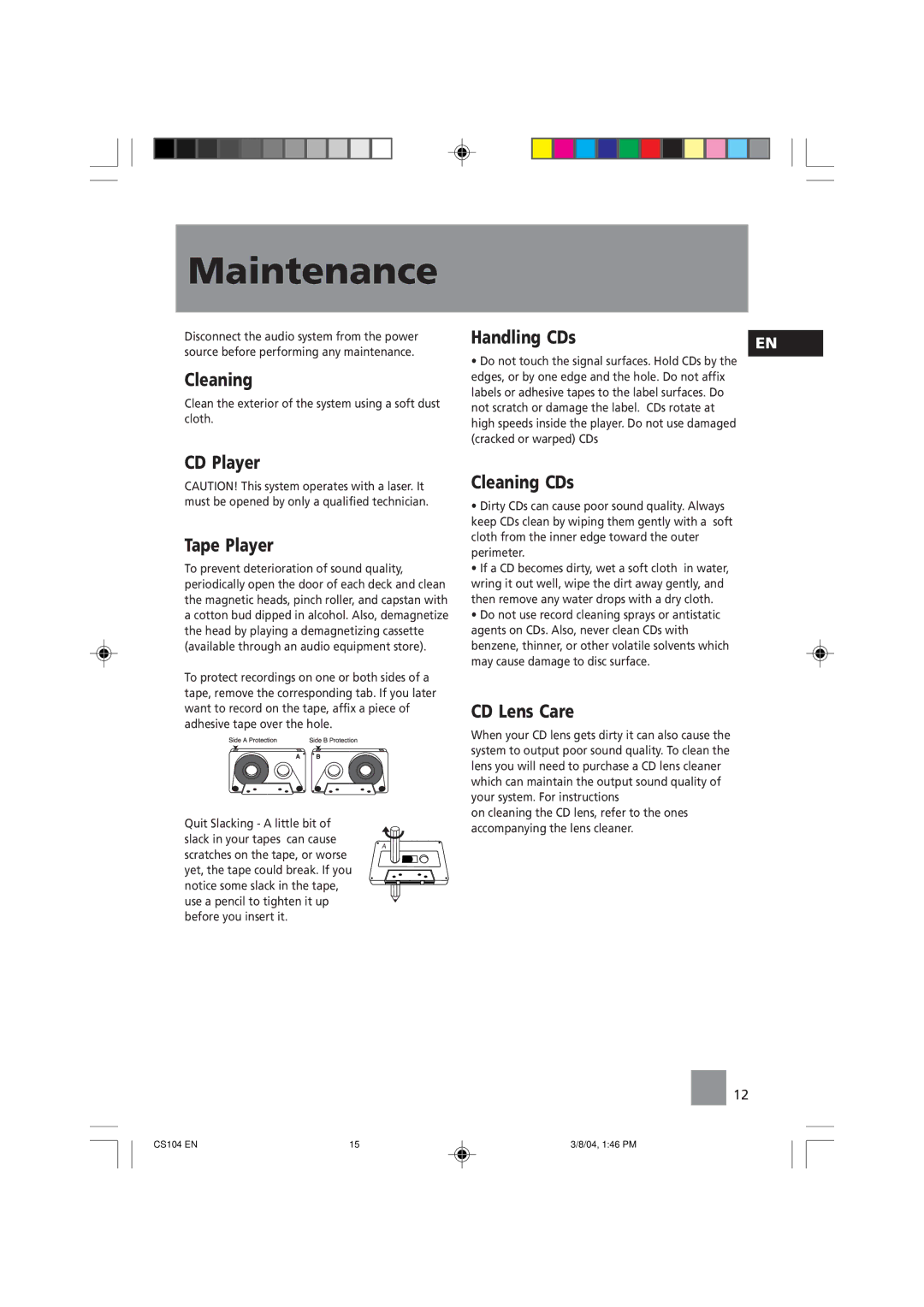 Technicolor - Thomson CS104 user service Maintenance 