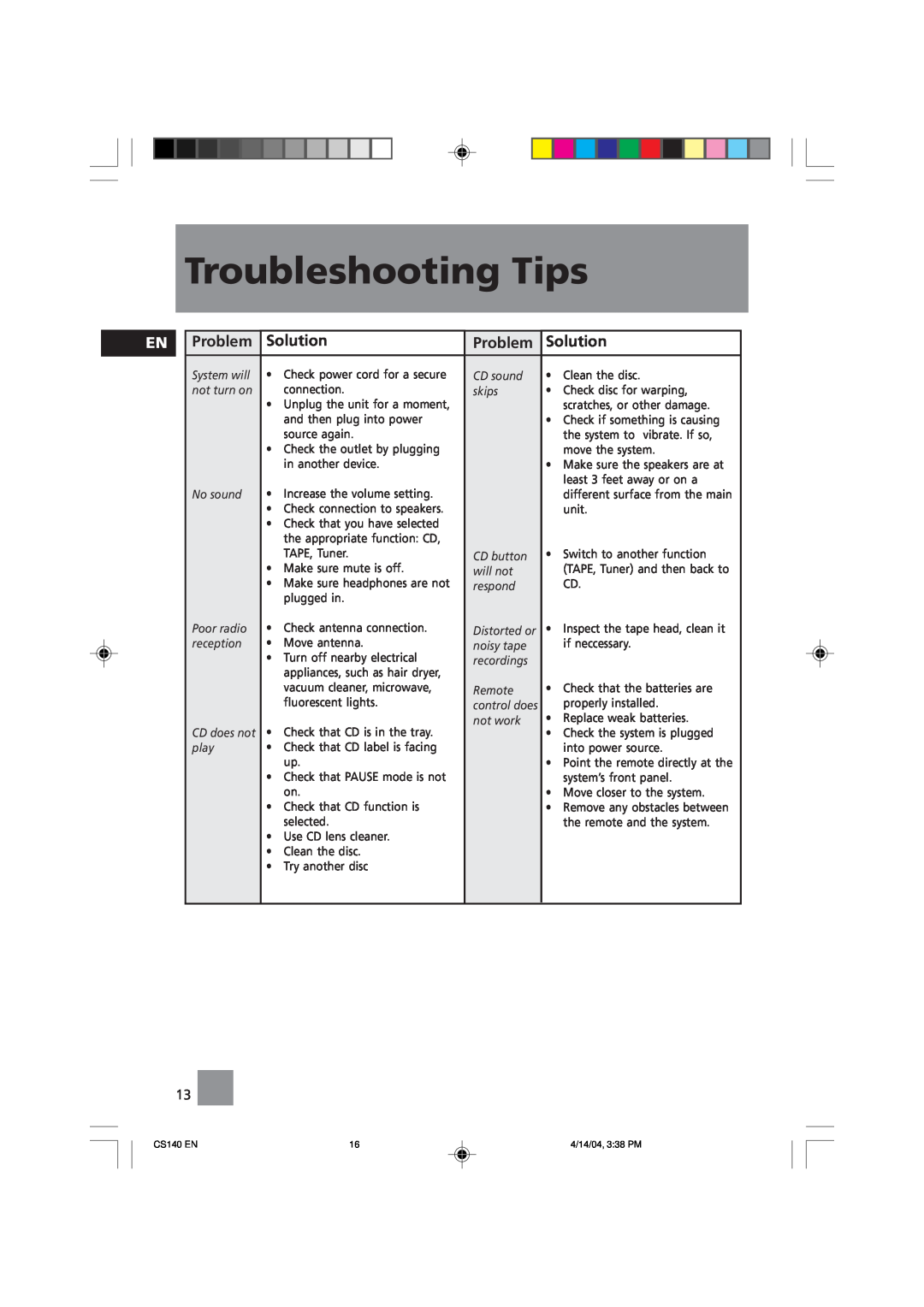 Technicolor - Thomson CS140 user service Troubleshooting Tips, Problem, Solution 