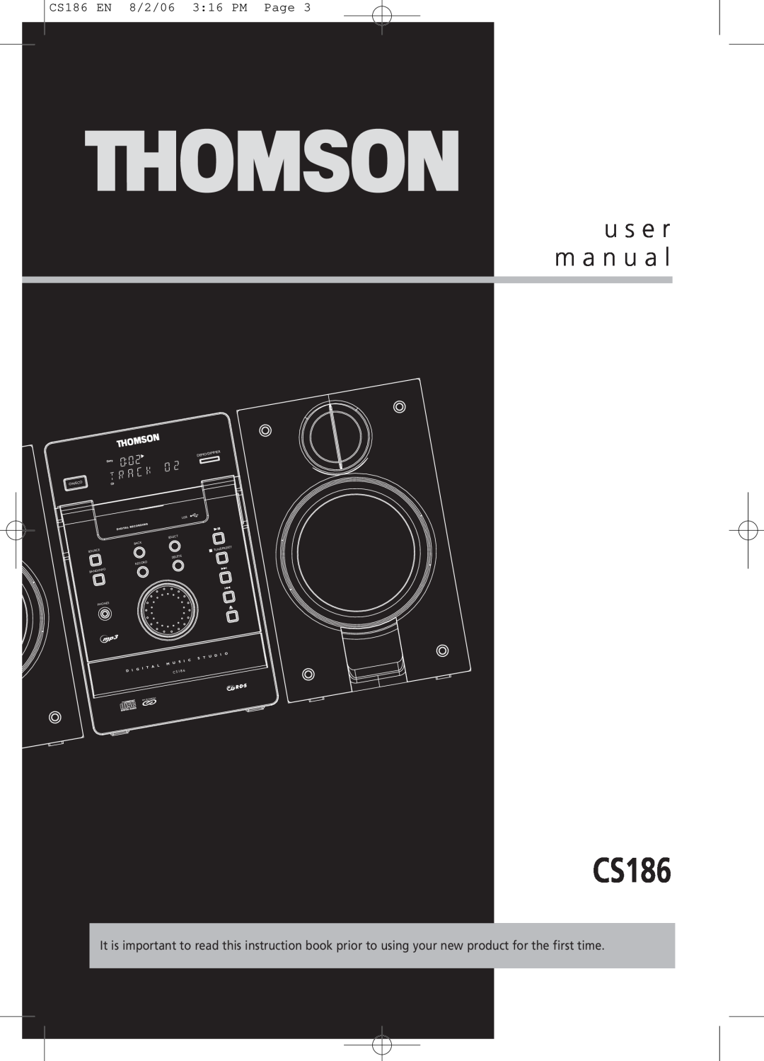 Technicolor - Thomson CS186 EN 8/2/06 316 PM Page, u s e r m a n u a l, On/Eco, Immer, Demo/D, Select, Back, Source 
