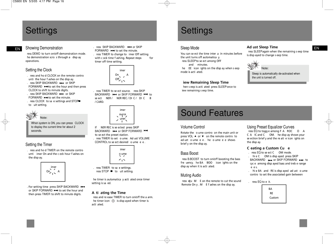 Technicolor - Thomson CS600 user manual Settings, Sound Features 