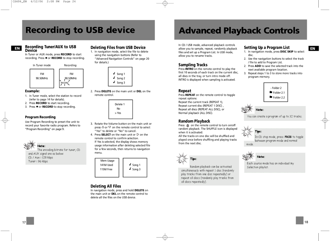 Technicolor - Thomson CS606 user manual Recording to USB device Advanced Playback Controls 