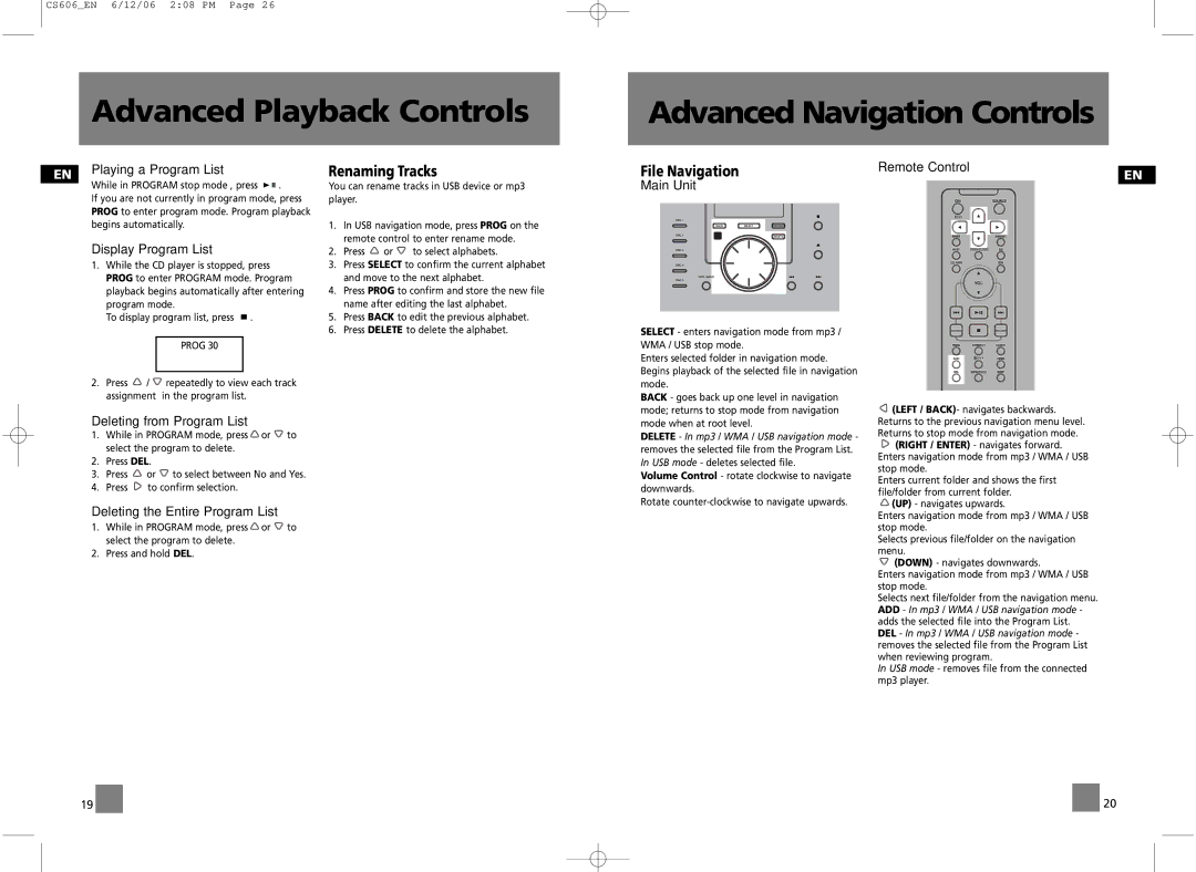 Technicolor - Thomson CS606 user manual Advanced Playback Controls Advanced Navigation Controls 