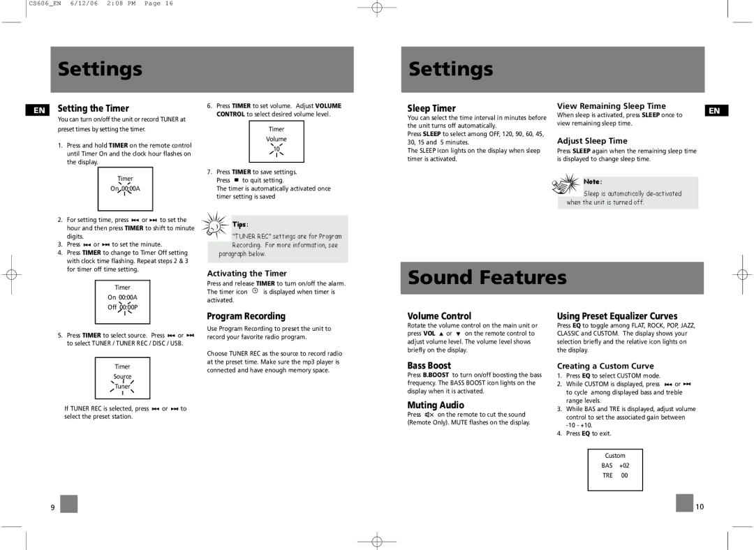 Technicolor - Thomson CS606 user manual Sound Features 