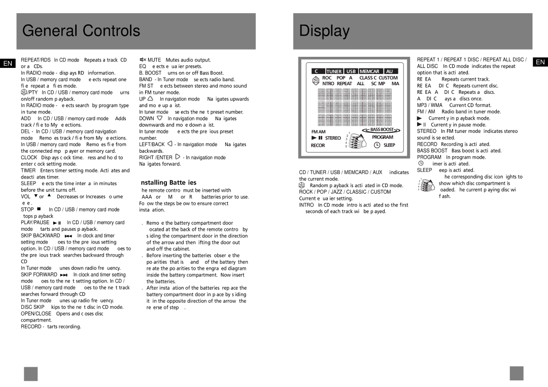 Technicolor - Thomson CS700 user manual General Controls Display, Installing Batteries, Del, Vol 