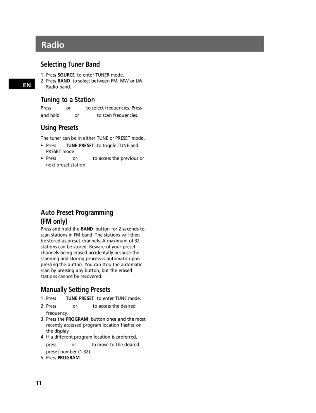 Technicolor - Thomson CS806 user manual Radio 