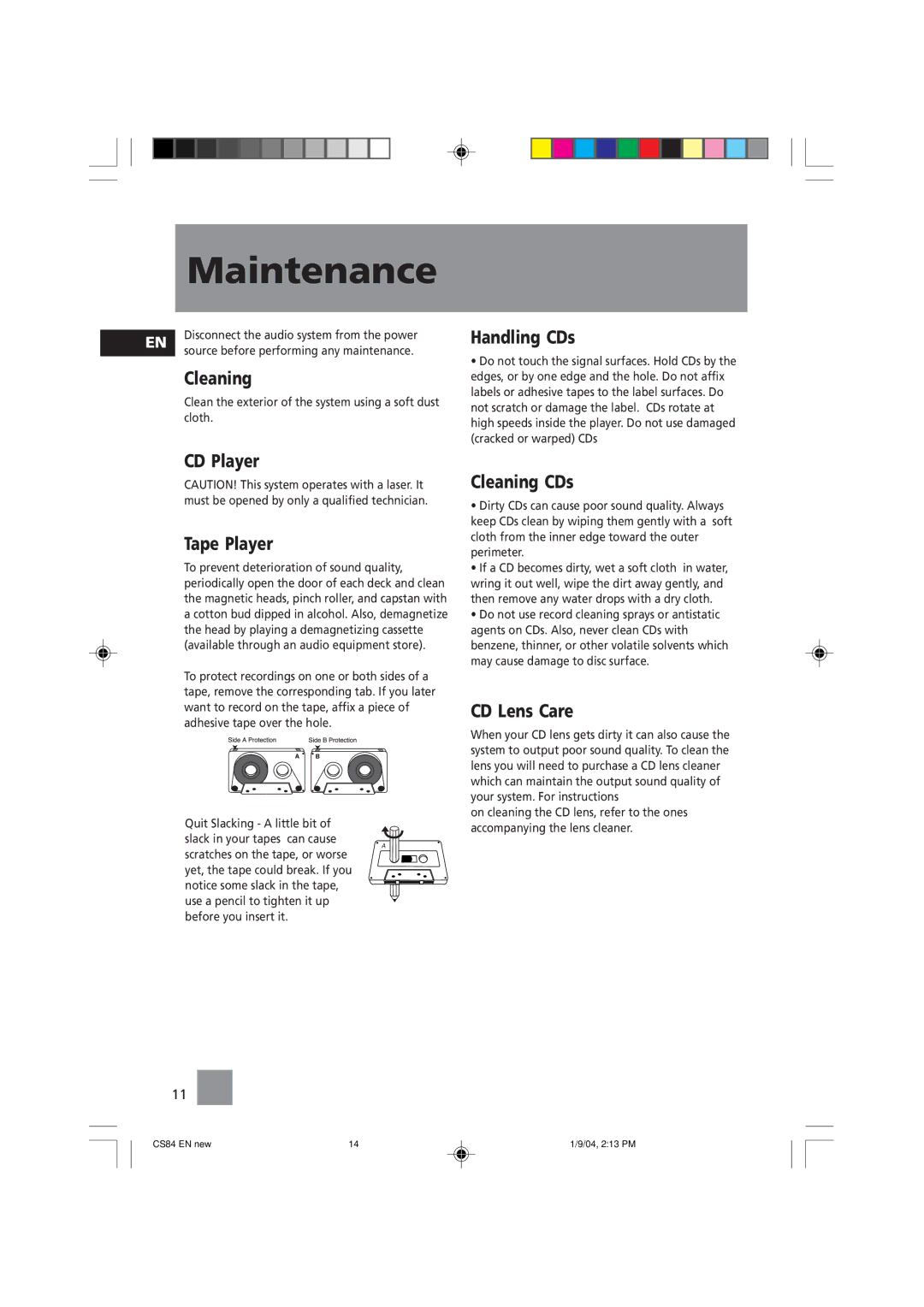 Technicolor - Thomson CS84 manual Maintenance 