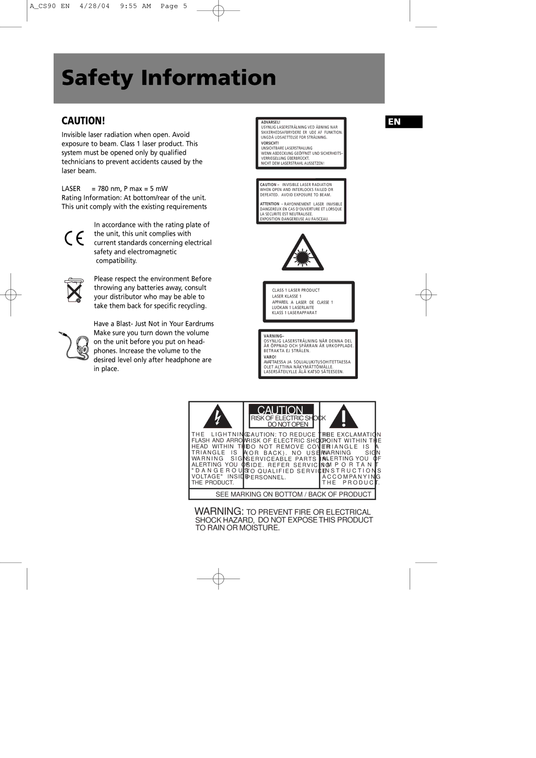 Technicolor - Thomson CS90 manual See Marking on Bottom / Back of Product 