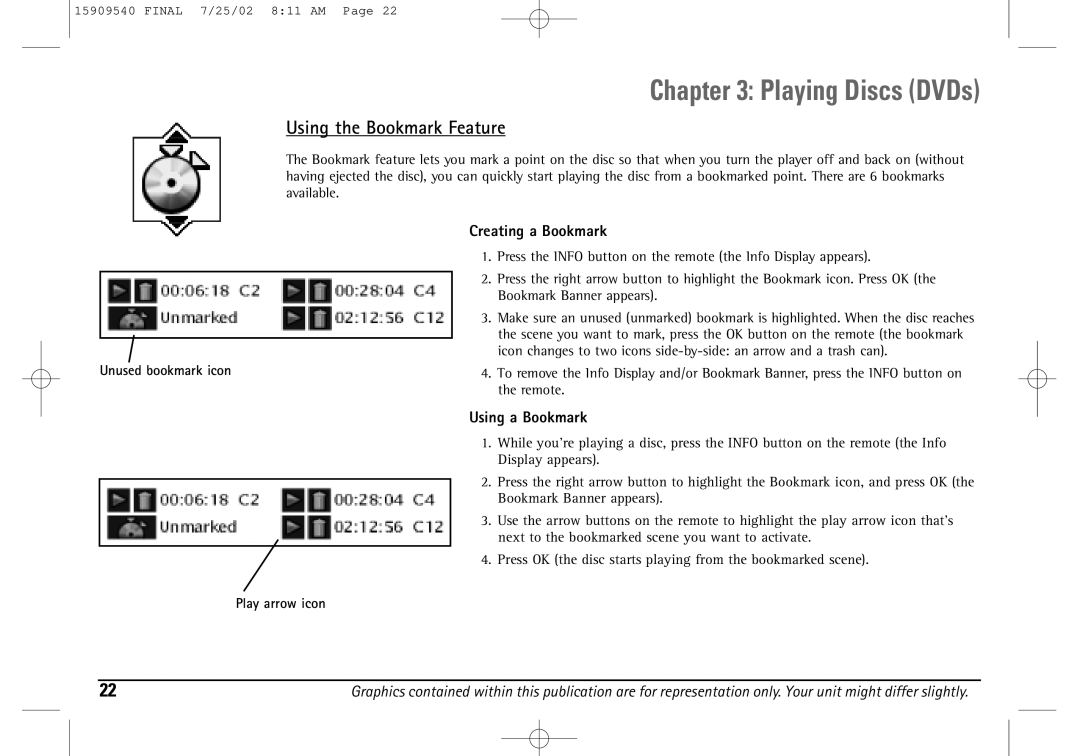 Technicolor - Thomson DGE505N Using the Bookmark Feature, Creating a Bookmark, Using a Bookmark, Unused bookmark icon 