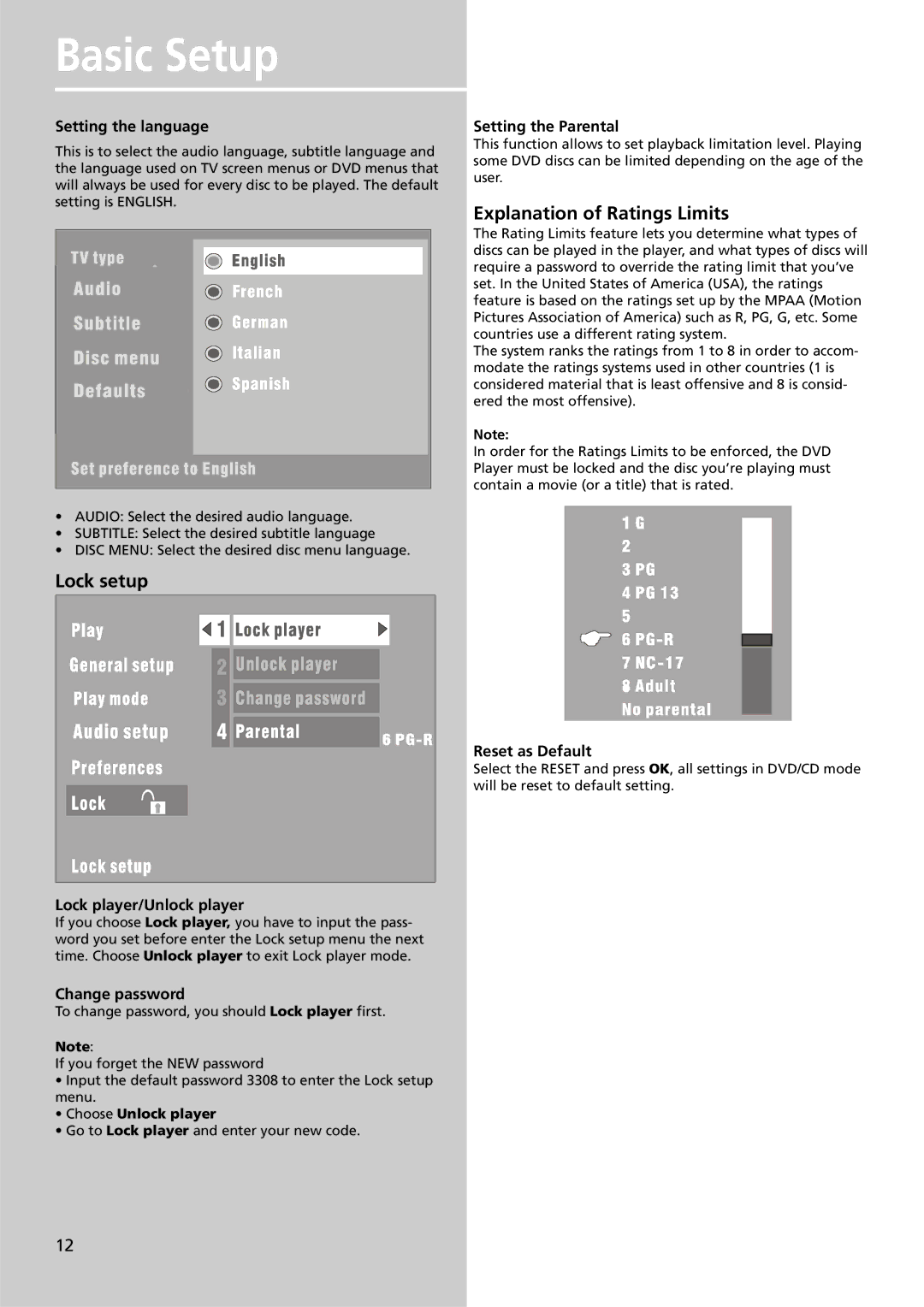 Technicolor - Thomson DPL4911 manual Lock setup, Explanation of Ratings Limits 