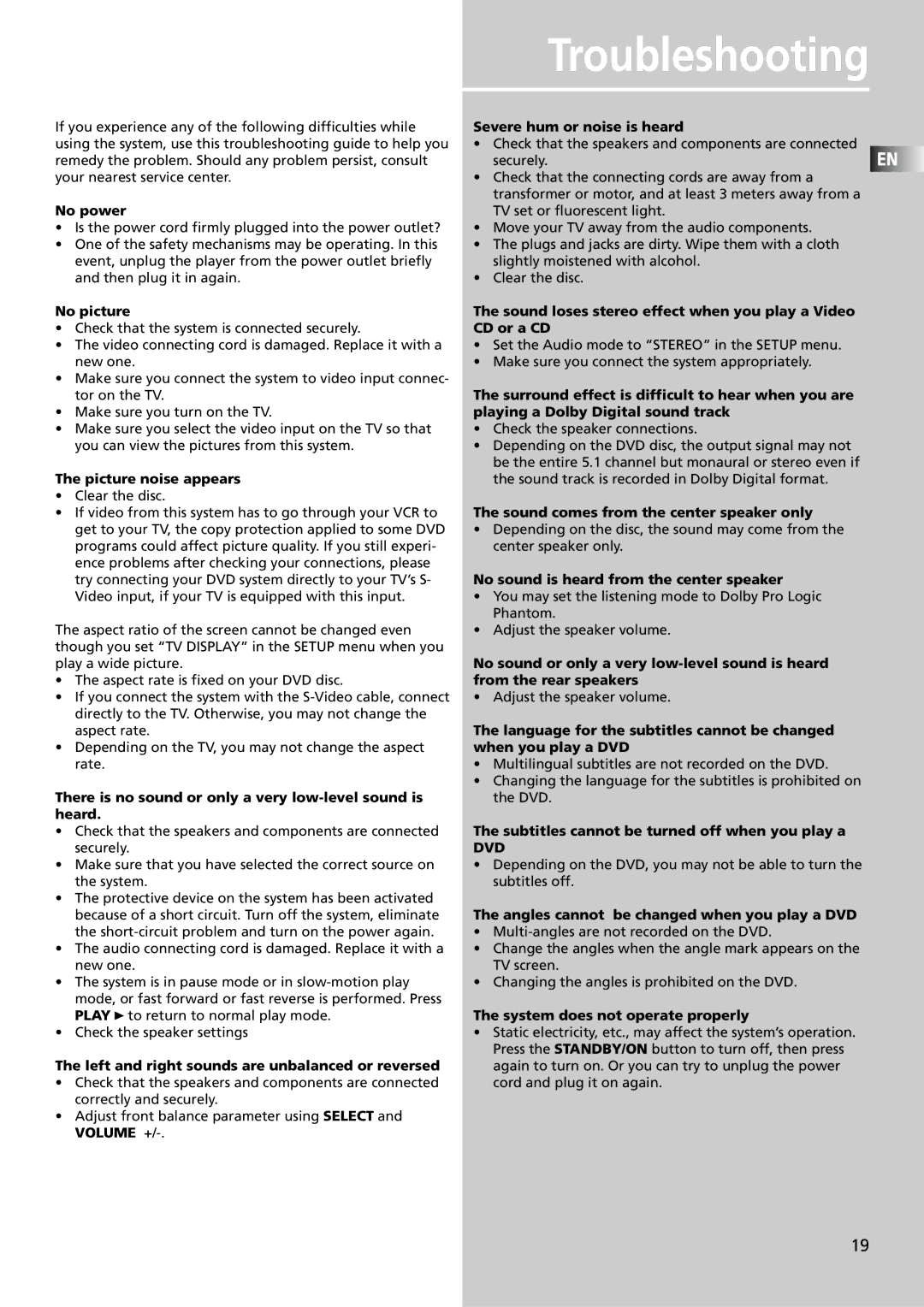 Technicolor - Thomson DPL4911 manual Troubleshooting 