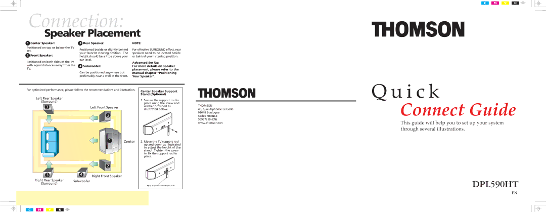 Technicolor - Thomson DPL590HT manual Speaker Placement 