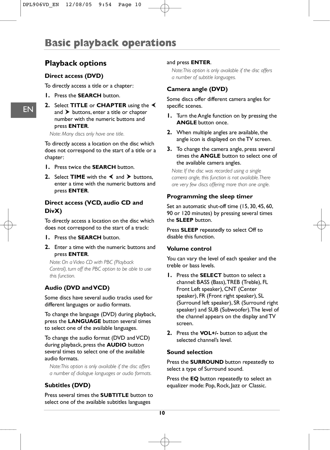 Technicolor - Thomson DPL906VD_EN manual Playback options 