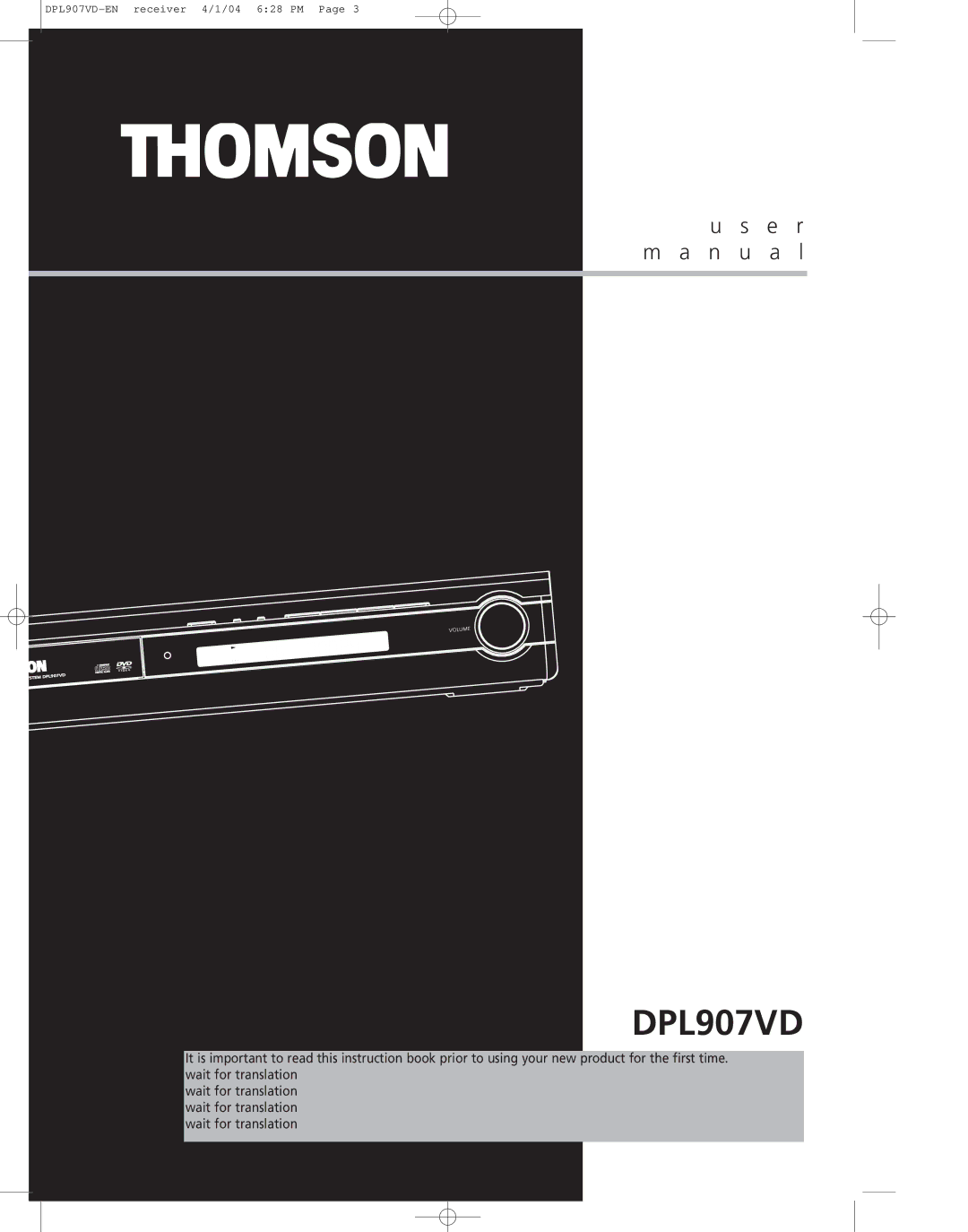 Technicolor - Thomson DPL907VD manual 