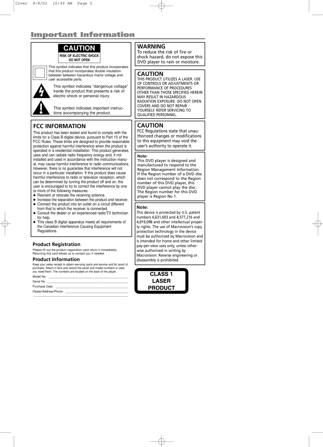 Technicolor - Thomson DRC600N user manual Important Information 