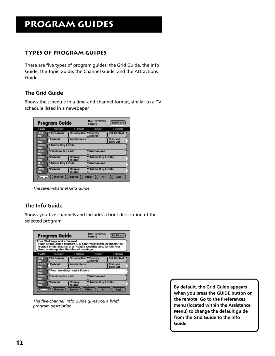 Technicolor - Thomson DRD302RA owner manual Types of Program Guides, Grid Guide, Info Guide 