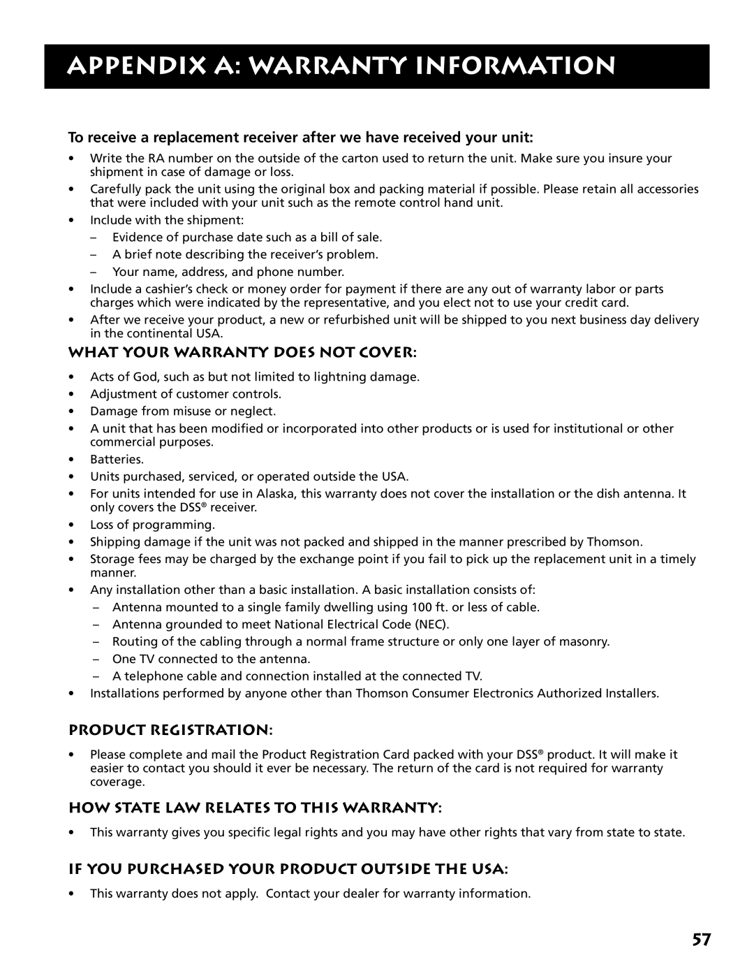 Technicolor - Thomson DRD302RA owner manual What Your Warranty does not Cover, Product Registration 