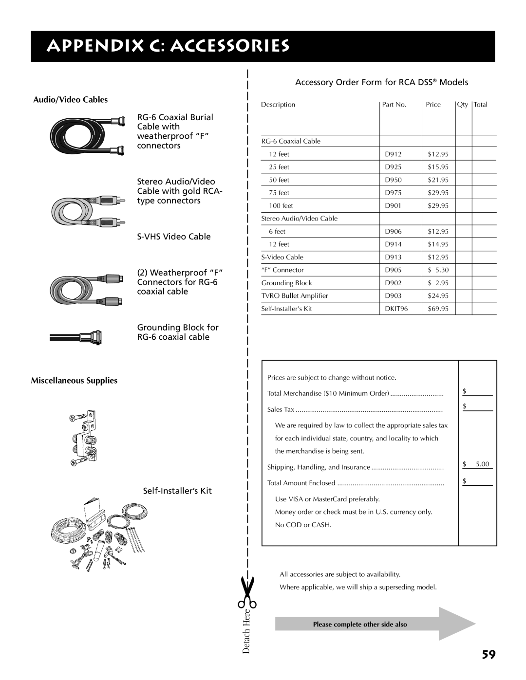 Technicolor - Thomson DRD302RA owner manual Appendix C Accessories, Audio/Video Cables 