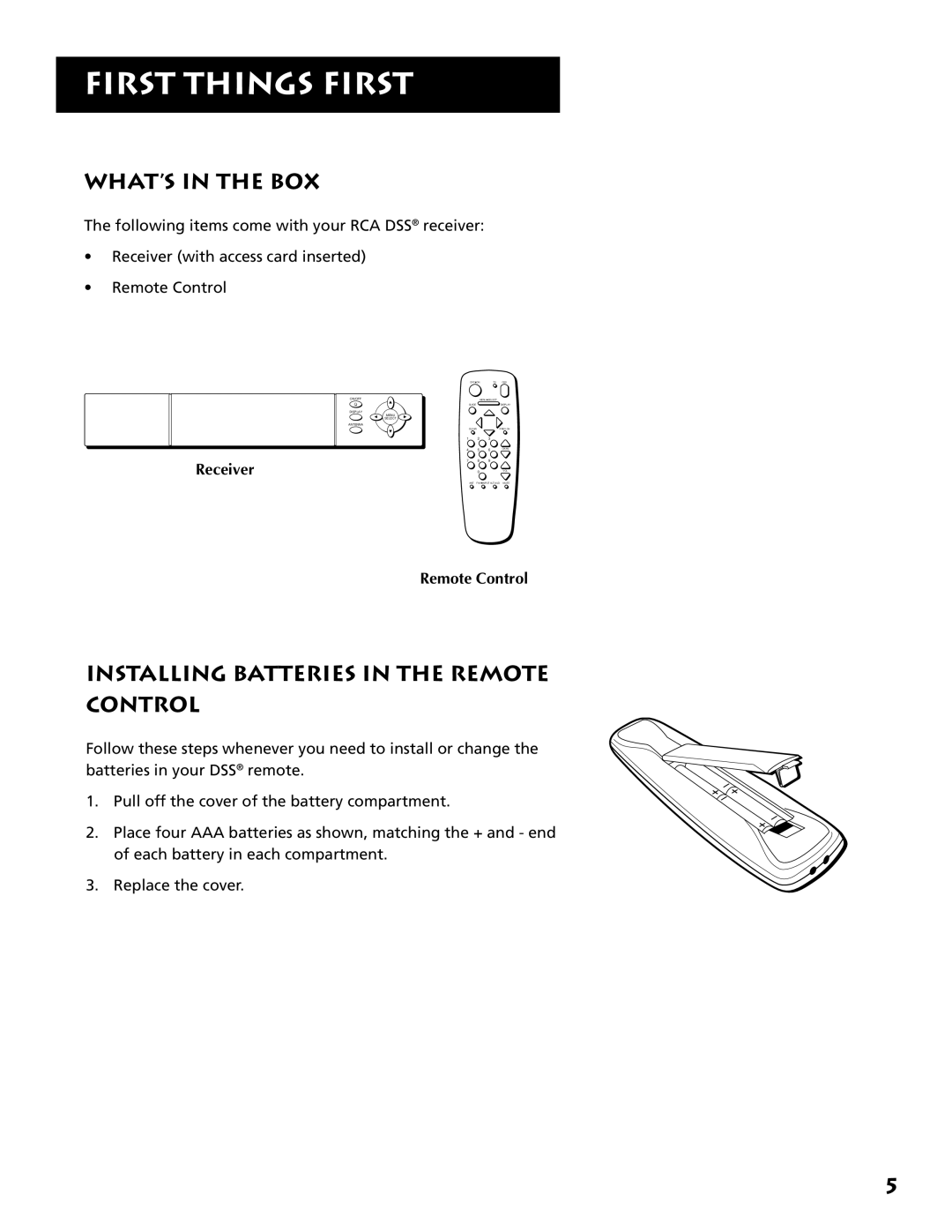 Technicolor - Thomson DRD302RA owner manual WHAT’S in the BOX, Installing Batteries in the Remote Control 