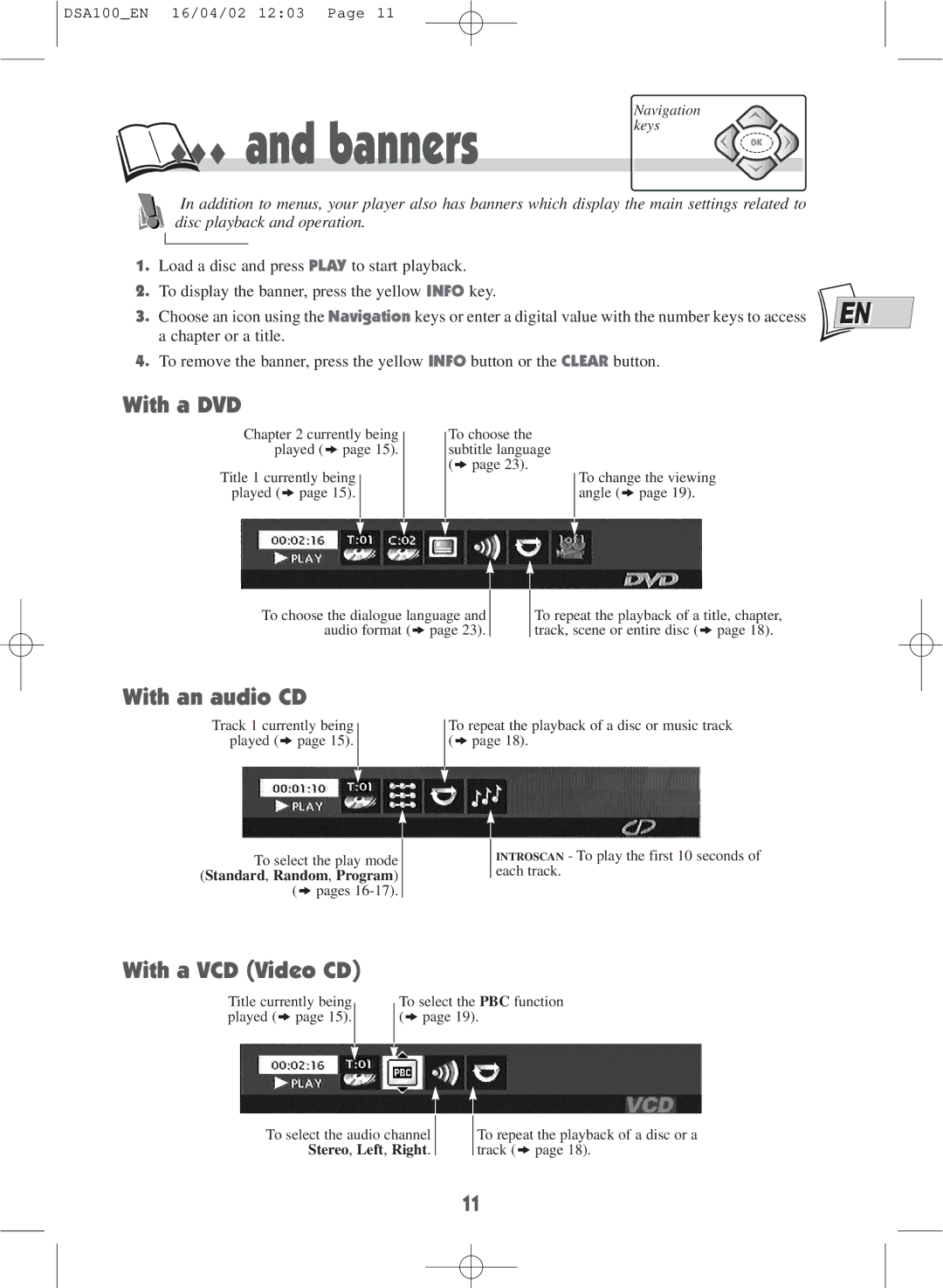 Technicolor - Thomson DSA100 warranty … and banners, With a DVD, With an audio CD, With a VCD Video CD 