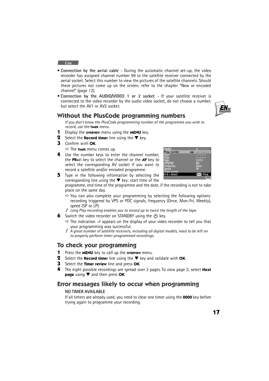 Technicolor - Thomson DTH 6000 manual Without the PlusCode programming numbers, To check your programming 