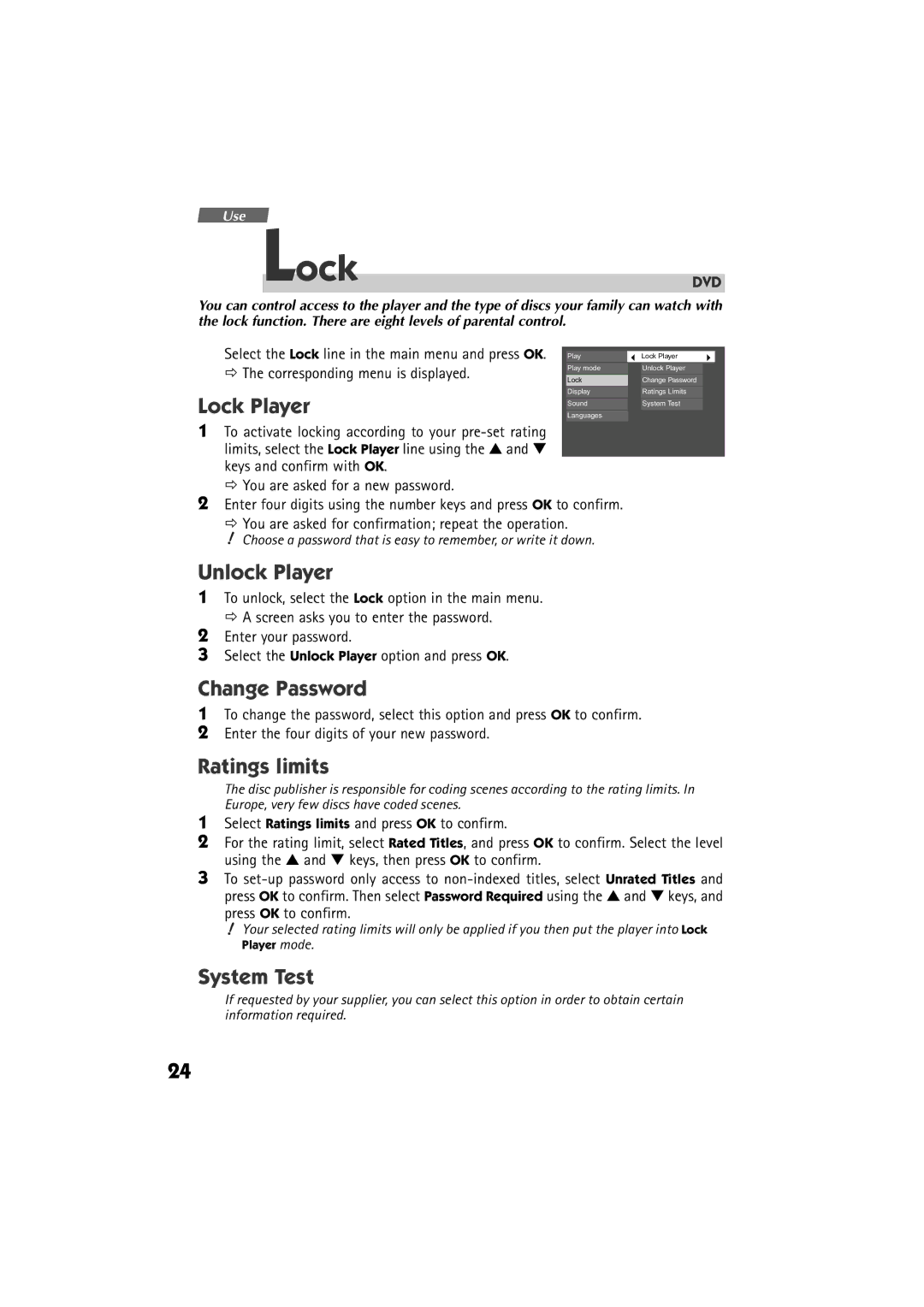 Technicolor - Thomson DTH 6000 manual Lock 