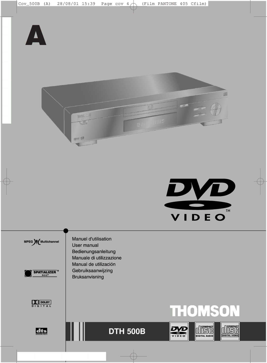 Technicolor - Thomson DTH500B manual DTH 500B, Cov500B a 28/08/01 1539 Page cov 