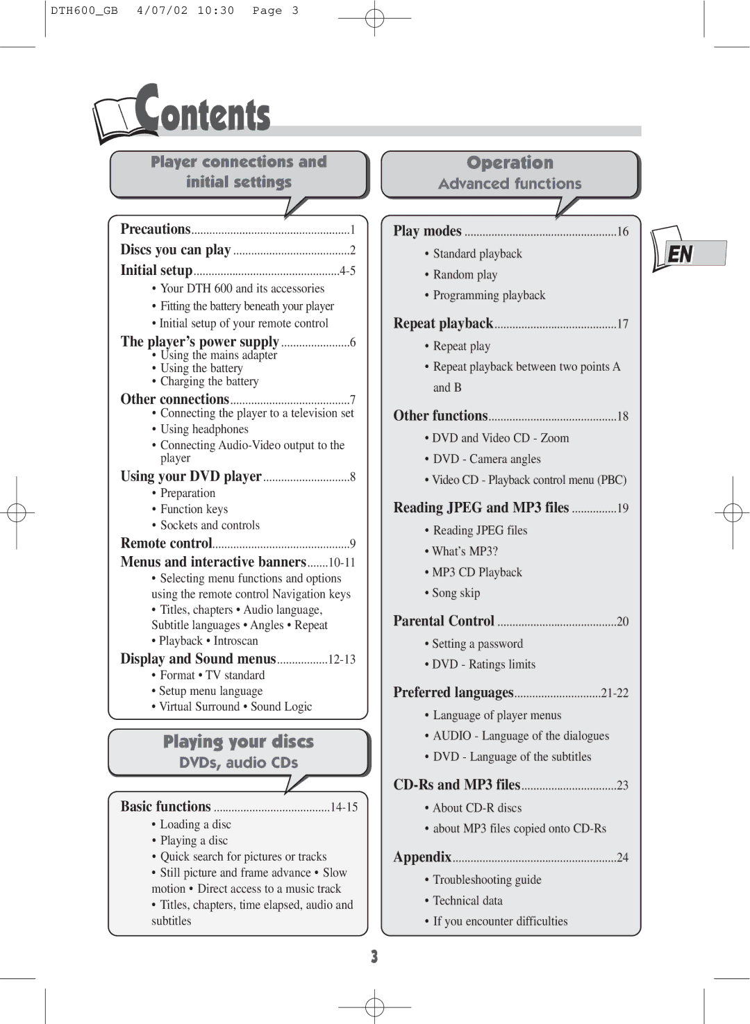 Technicolor - Thomson DTH600 user manual Contents 