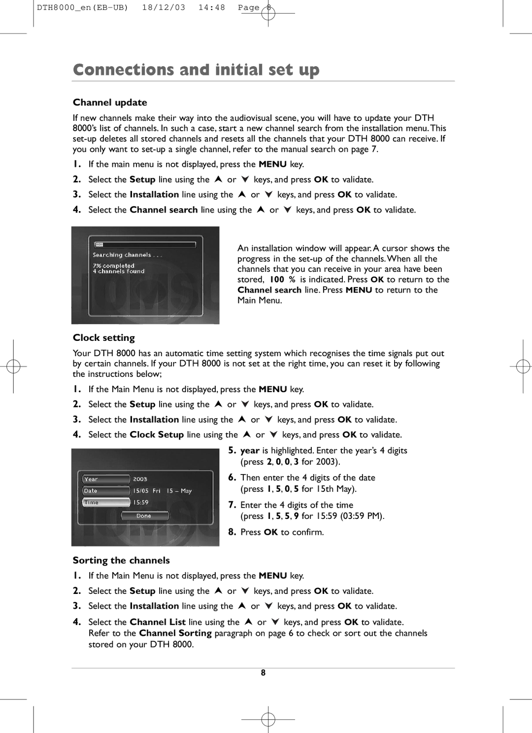 Technicolor - Thomson DTH8000 manual Channel update 