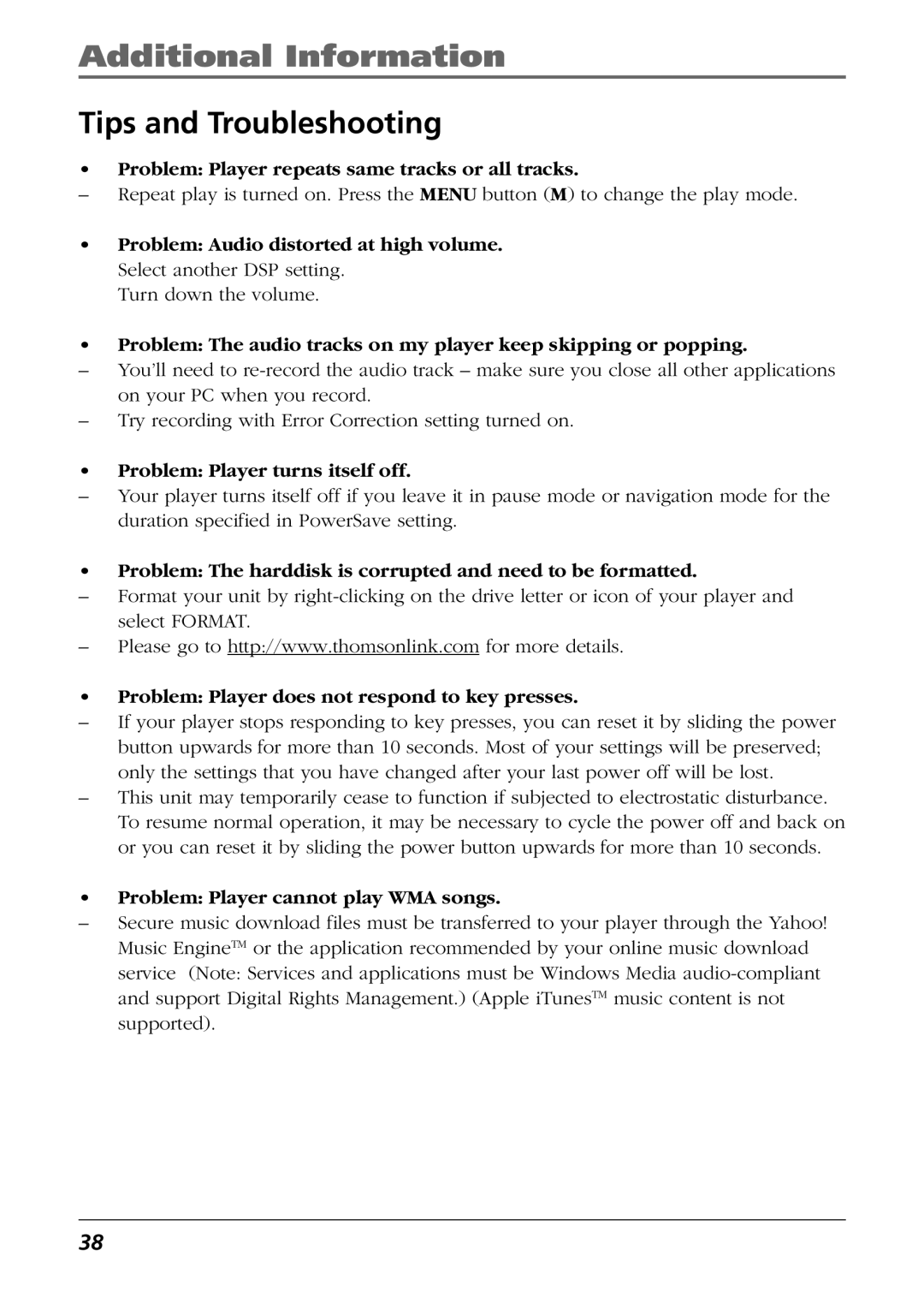 Technicolor - Thomson EH308 user manual Additional Information, Tips and Troubleshooting 