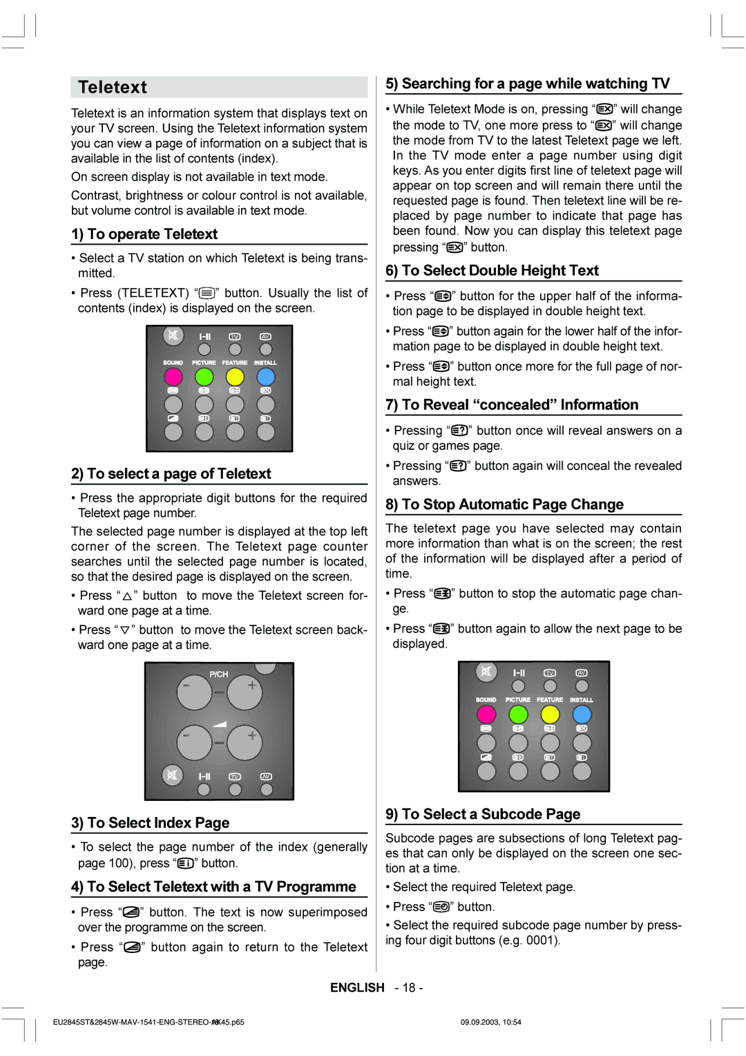 Technicolor - Thomson EU2845ST owner manual Teletext 