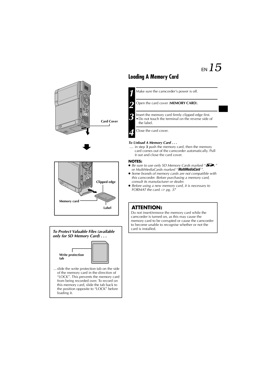 Technicolor - Thomson HP 270 user manual Loading a Memory Card, To Unload a Memory Card 