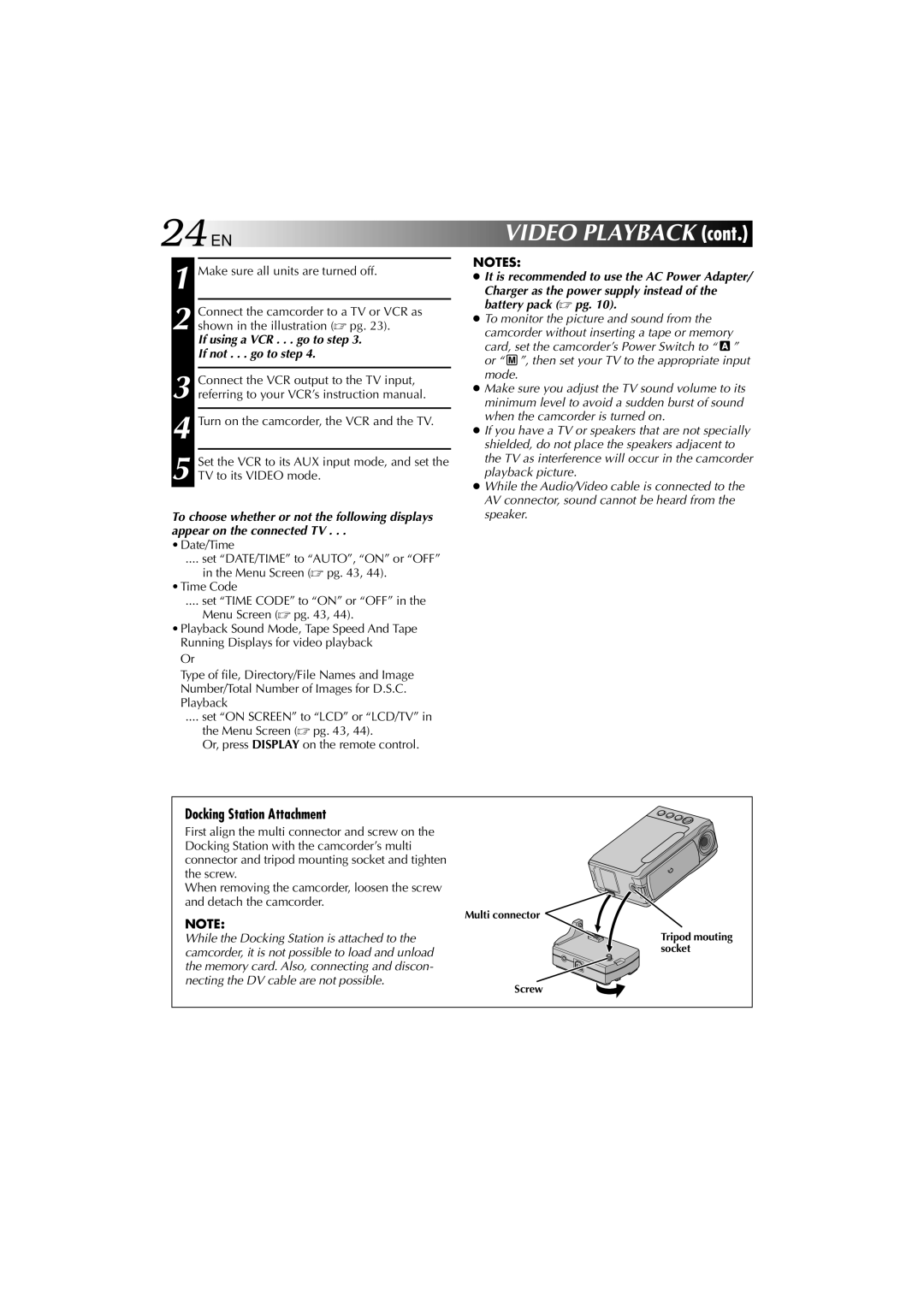 Technicolor - Thomson HP 270 user manual 24 EN, Video Playback 