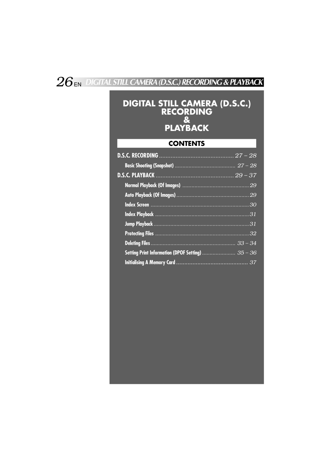 Technicolor - Thomson HP 270 user manual Digital Still Camera D.S.C Recording Playback 