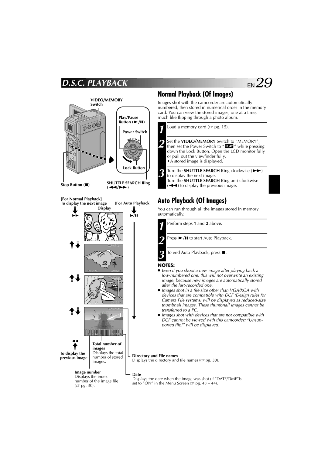 Technicolor - Thomson HP 270 user manual C. Playback, Normal Playback Of Images, Auto Playback Of Images 