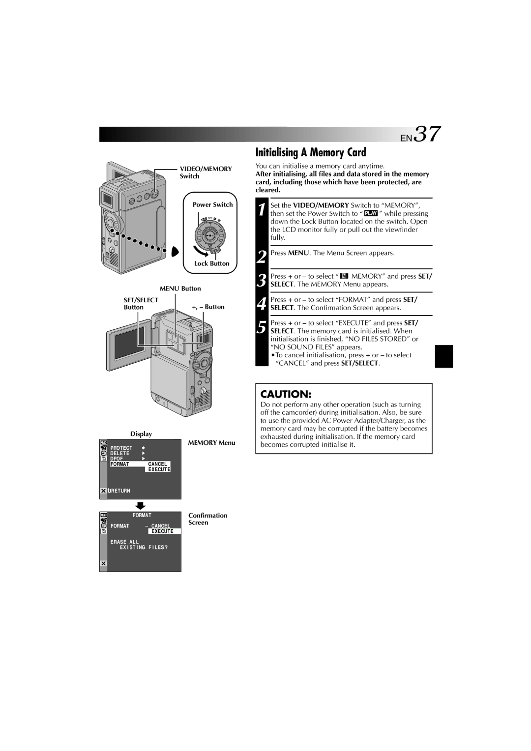 Technicolor - Thomson HP 270 Initialising a Memory Card, You can initialise a memory card anytime, Display Memory Menu 